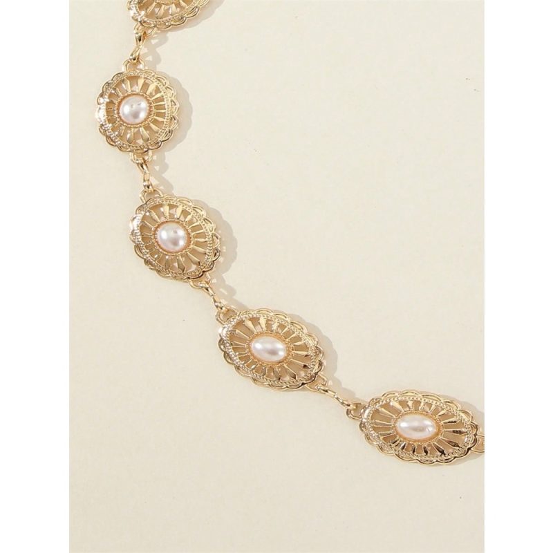 Fashionable High-End Pearl Waist Chain Gold Hollow Design Belt Perfect Festival Gift - Image 2