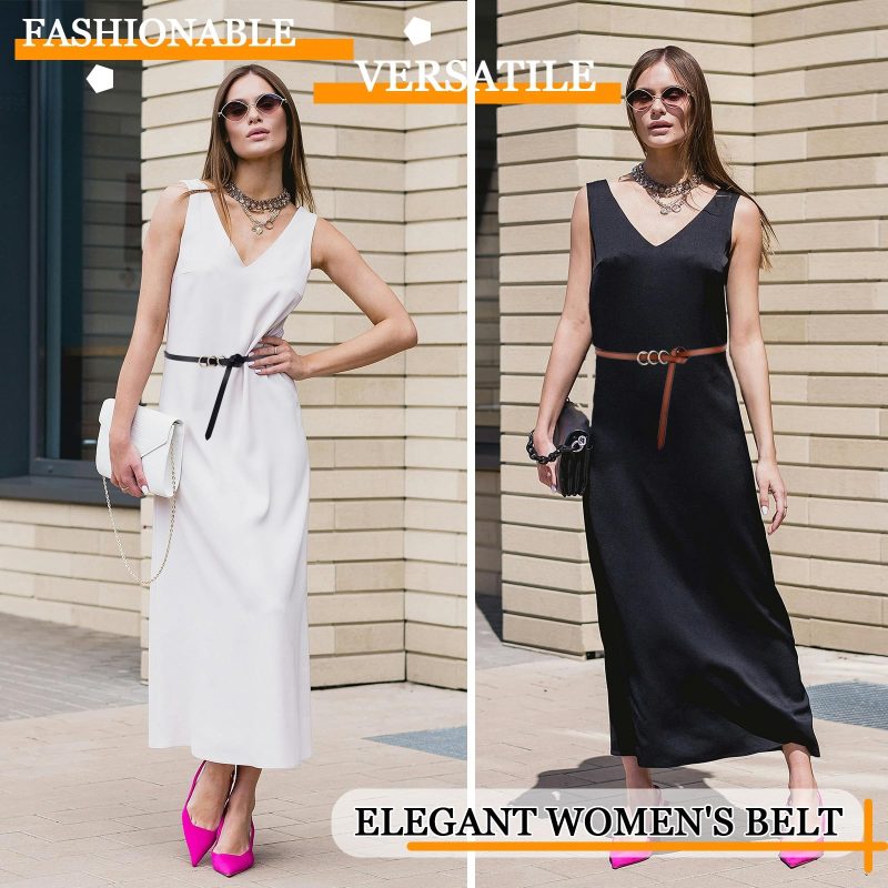 Fashion Genuine Leather Womens Waist Belt High-end Metal Buckle Belt Thin Womens Belts for Jeans Soft Leather Belt Adjust - Image 2