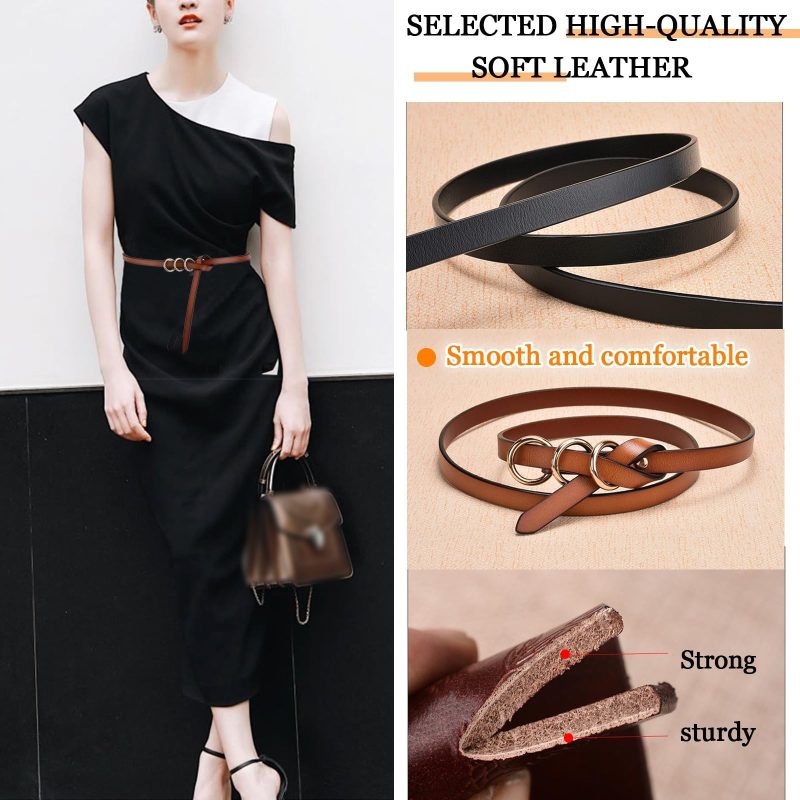 Fashion Genuine Leather Womens Waist Belt High-end Metal Buckle Belt Thin Womens Belts for Jeans Soft Leather Belt Adjust - Image 3
