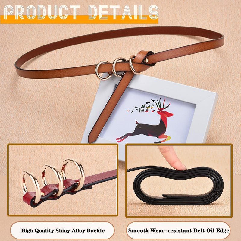 Fashion Genuine Leather Womens Waist Belt High-end Metal Buckle Belt Thin Womens Belts for Jeans Soft Leather Belt Adjust - Image 4