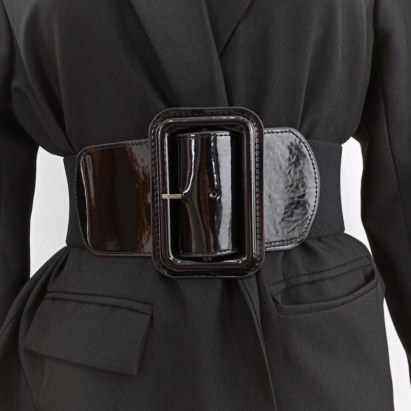 Plus Size Black Stretch Cummerbunds Female Wide Black Corset Belt Big Dress Red Waistband Designer Belts For Women White - Image 2