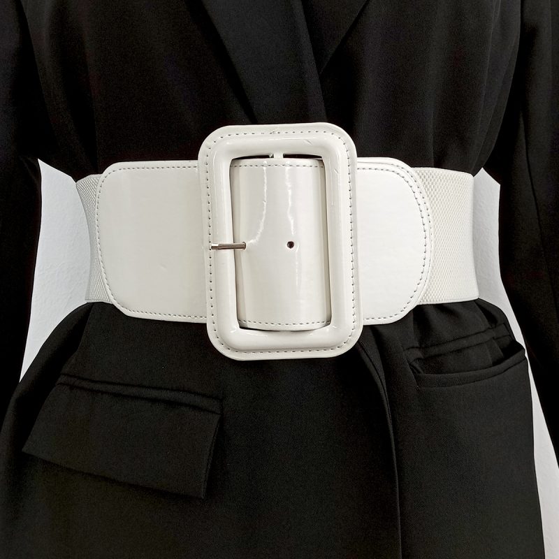 Plus Size Black Stretch Cummerbunds Female Wide Black Corset Belt Big Dress Red Waistband Designer Belts For Women White - Image 3