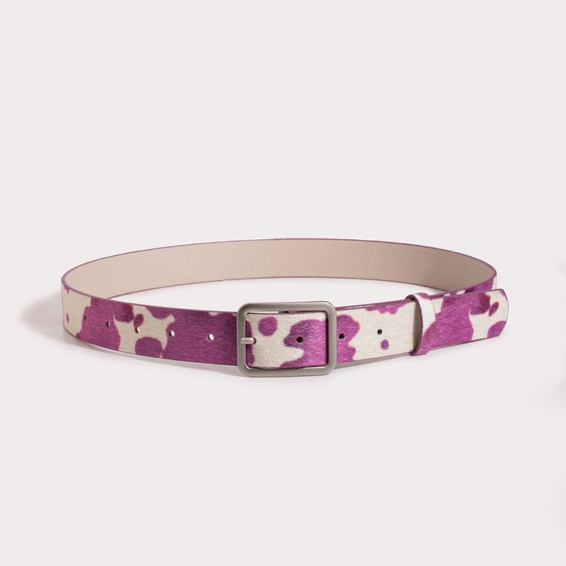 1pc Mao Mao Belt Millennium Style Retro Square Buckle Cow Pattern Fake Ma Mao PU Women's Belt Versatile Belt Jeans Pants Belt - Image 4