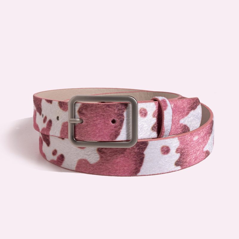 1pc Mao Mao Belt Millennium Style Retro Square Buckle Cow Pattern Fake Ma Mao PU Women's Belt Versatile Belt Jeans Pants Belt - Image 5