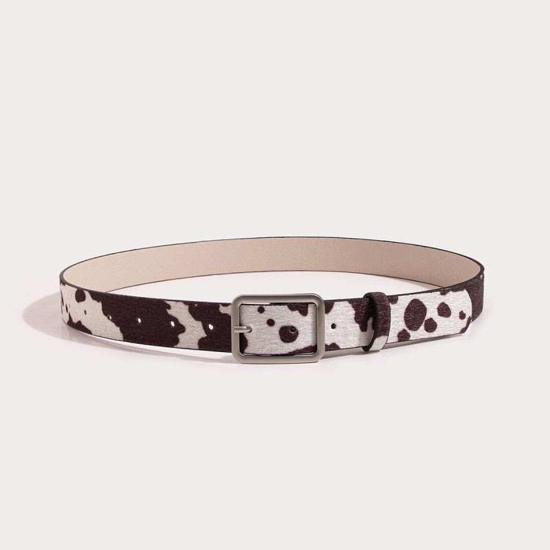 1pc Mao Mao Belt Millennium Style Retro Square Buckle Cow Pattern Fake Ma Mao PU Women's Belt Versatile Belt Jeans Pants Belt - Image 10
