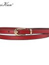 Maikun Women Belts Alloy Pin Buckle Genuine Leather Thin Belt Female Waistband for Jeans Dresses Pants