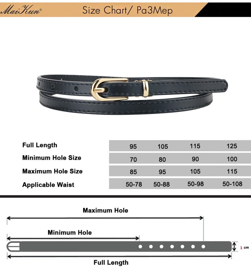 Maikun Women Belts Alloy Pin Buckle Genuine Leather Thin Belt Female Waistband for Jeans Dresses Pants - Image 6