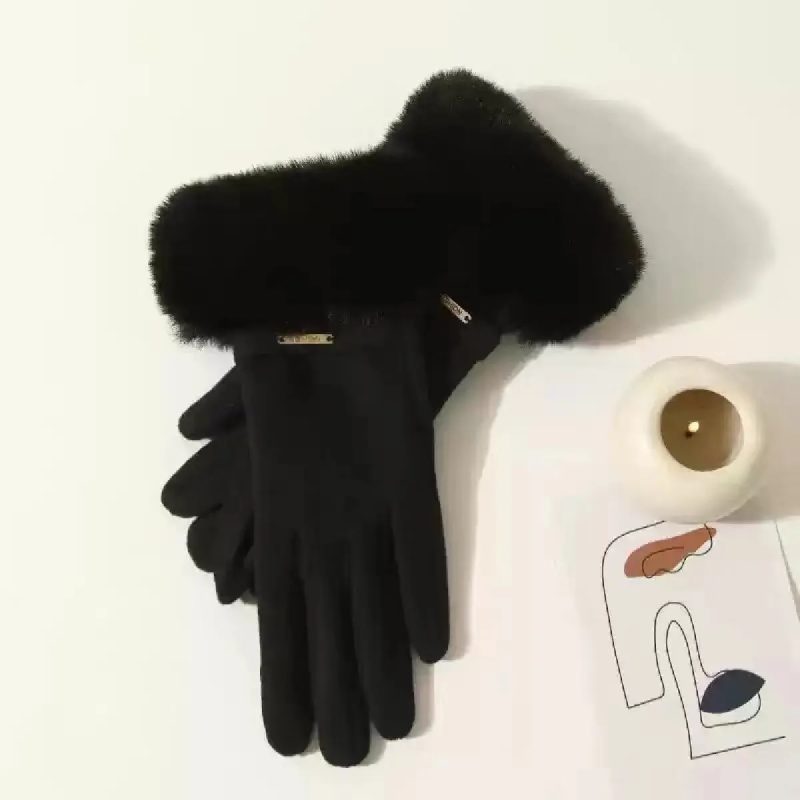 Winter Women Keep Warm Plus Velvet Touch Screen Thicken Plush Wrist Suede Gloves Fashion Personality Elegant Drive Cycling - Image 3