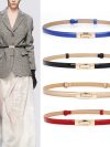 Adjustable Patent leather Women Belt Skinny Dress Thin Women Waist Belts Strap Gold Color Buckle Female Fashion Waistband