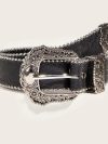 Western PU Leather Belt Western Cowboy Women Cowgirl Unisex Waist Belt with Metal Engraved Buckle