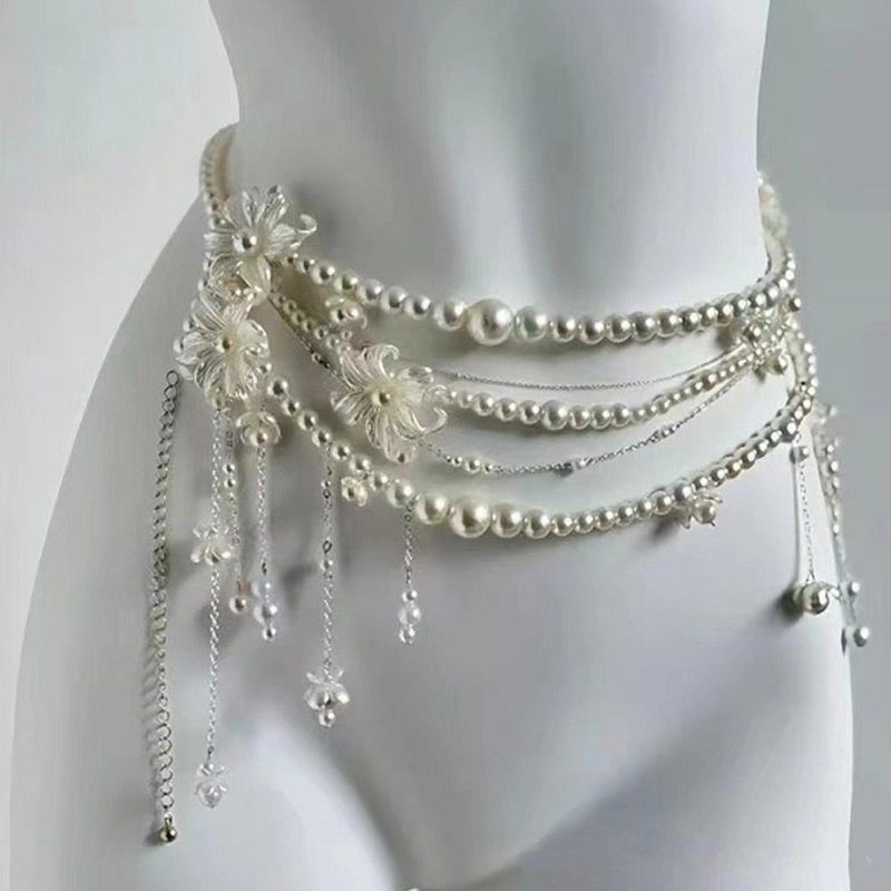 Fashion Y2K Retro Multilayer Pearl Waist Chain Belt For Women - Stylish Body Jewelry Accessories For Party & Casual Wear - Image 2