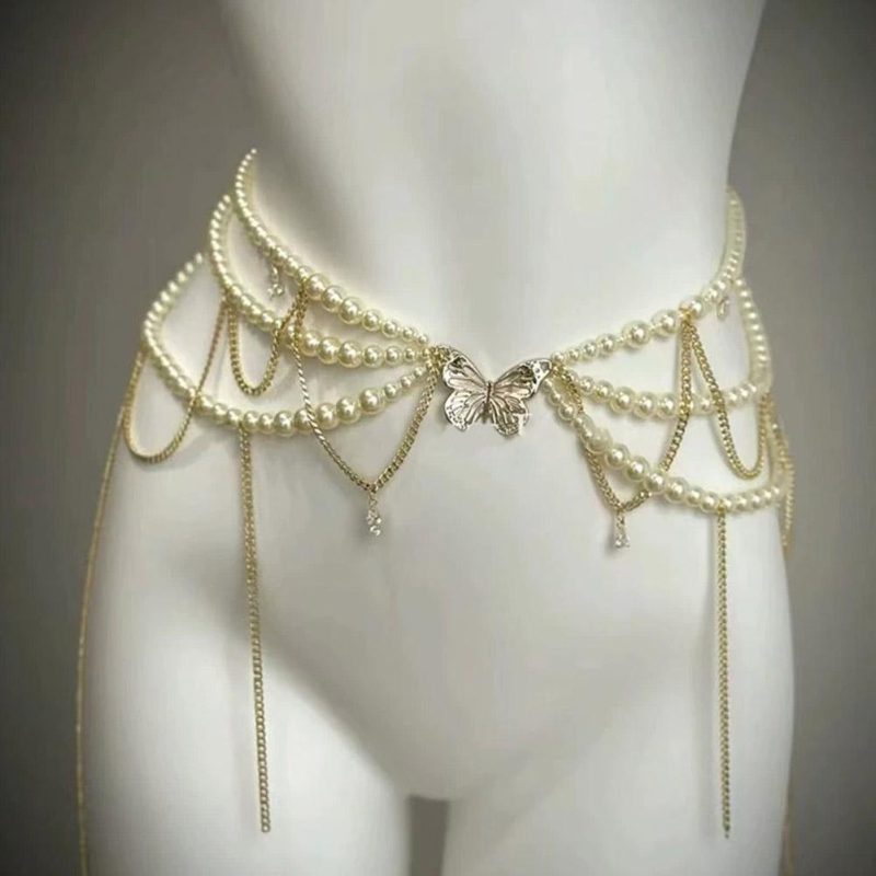 Fashion Y2K Retro Multilayer Pearl Waist Chain Belt For Women - Stylish Body Jewelry Accessories For Party & Casual Wear - Image 3