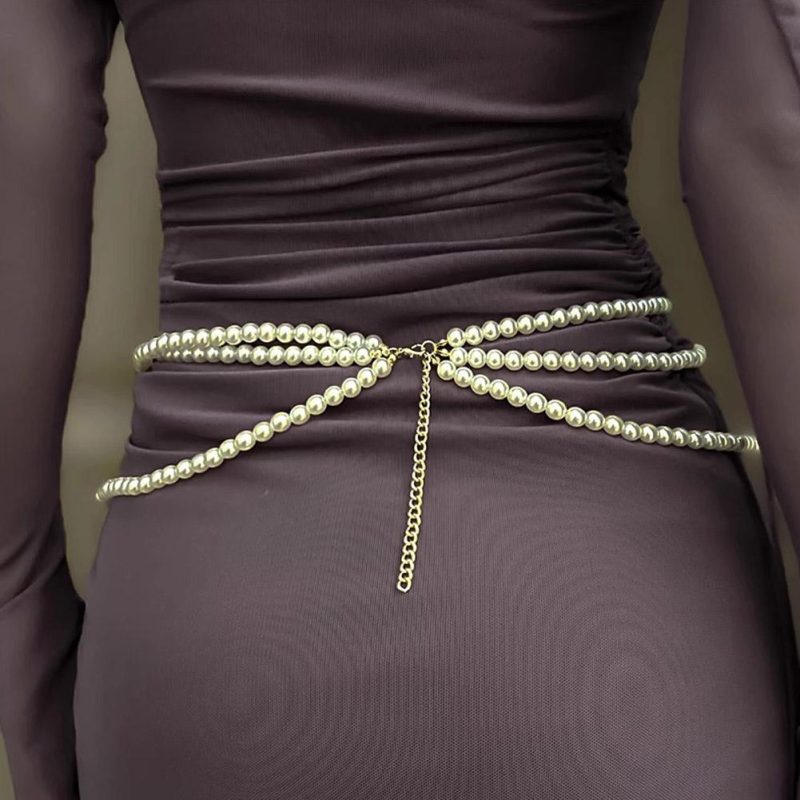 Fashion Y2K Retro Multilayer Pearl Waist Chain Belt For Women - Stylish Body Jewelry Accessories For Party & Casual Wear - Image 6