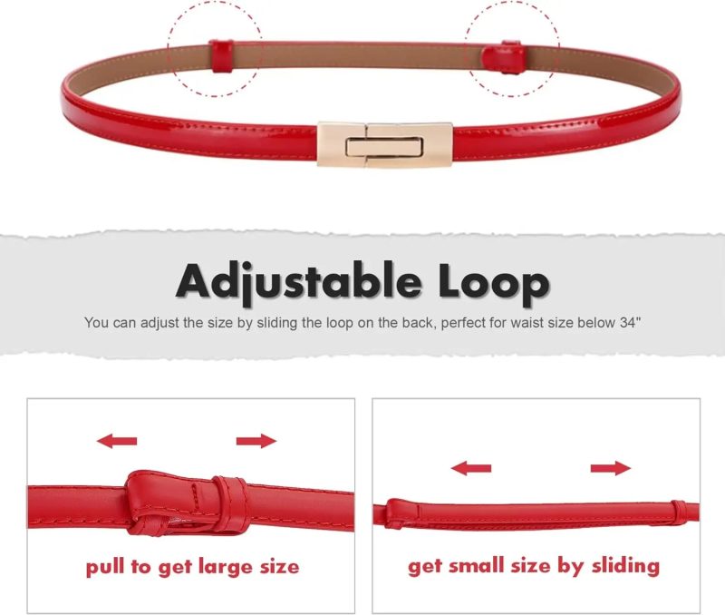 Fashion Patent Leather Women Skinny Leather Belt Thin Cinch Waist with Alloy Buckle for Ladies Wedding Dress Decoration - Image 6
