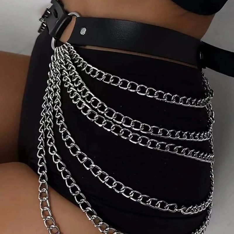 Women Goth harness Leg Harness Pu Leather Studded Decor Harness Adjustable Fetish Clothing Women Goth Harness Bondage lingerie - Image 4
