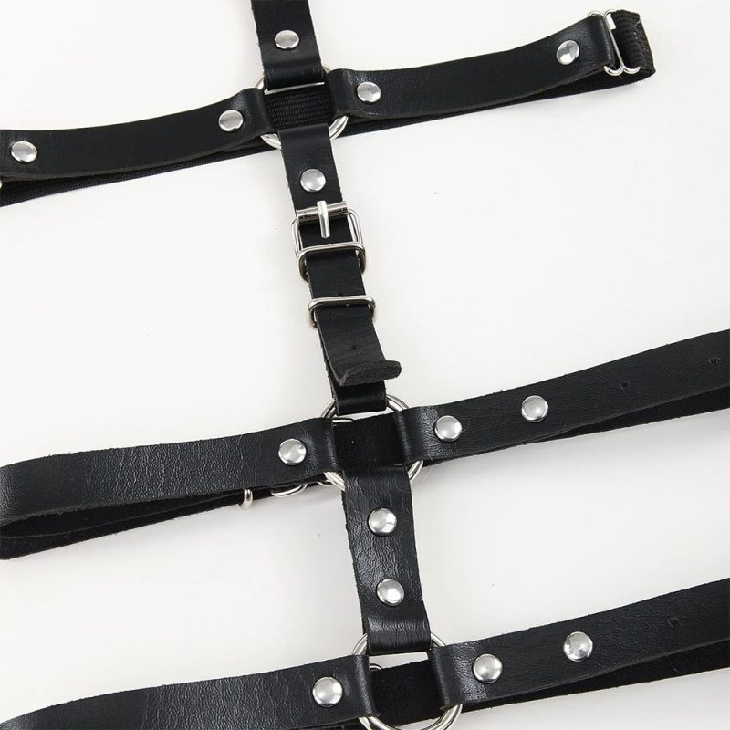 Fashion Leather Leg Harness Steampunk Stud Decor Harness Side Thigh Garter Belt-Travel Beach belt For Women Clothing Accessories - Image 2
