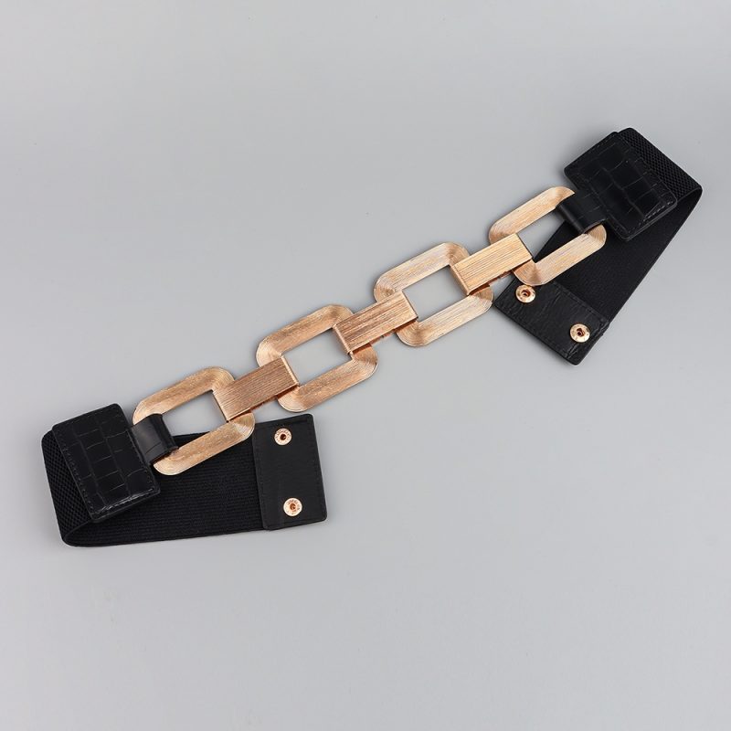 Fashion Female Metal Chain Elastic Waistband Fine Cummerbund Cinch Belt for Women Dress Coat Clothing Accessories - Image 2