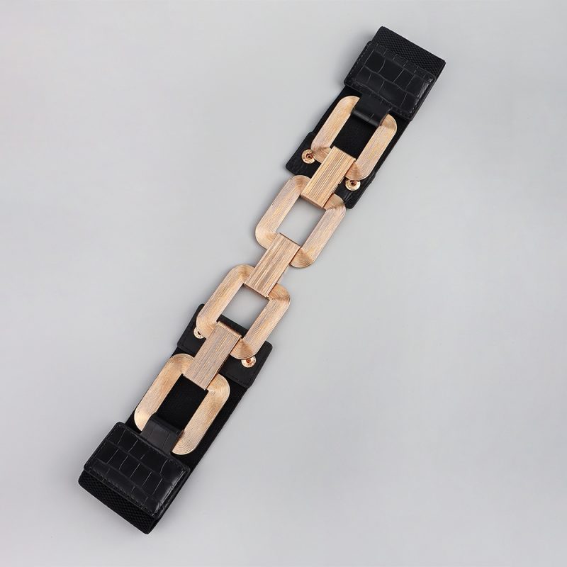 Fashion Female Metal Chain Elastic Waistband Fine Cummerbund Cinch Belt for Women Dress Coat Clothing Accessories - Image 3