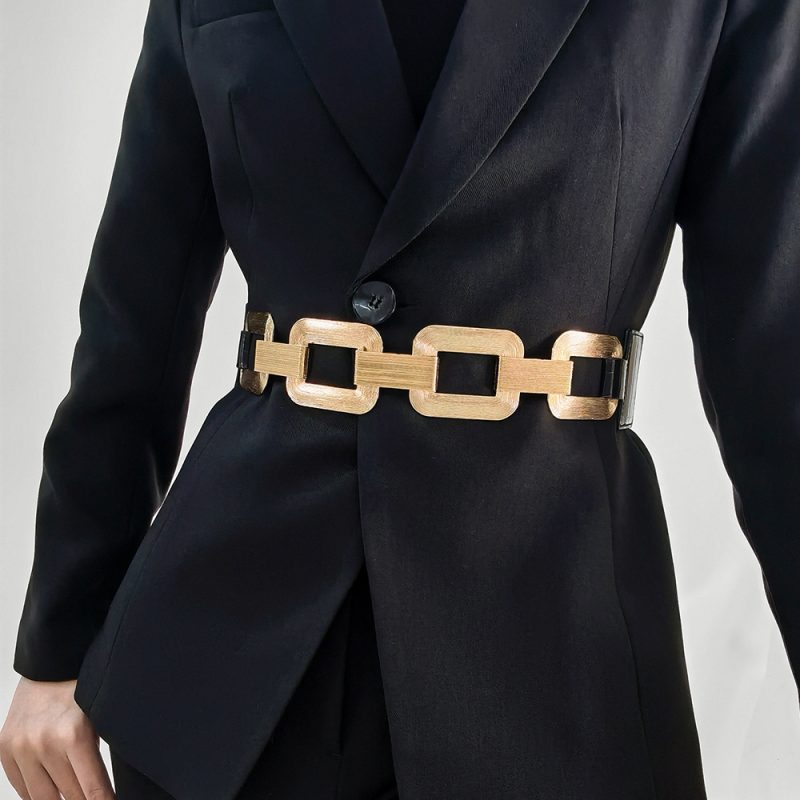 Fashion Female Metal Chain Elastic Waistband Fine Cummerbund Cinch Belt for Women Dress Coat Clothing Accessories - Image 7