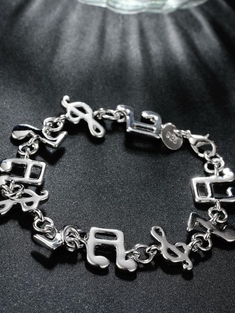Hot fine musical note chain 925 Sterling Silver Bracelets for women Wedding party girl student Christmas Gifts fashion Jewelry