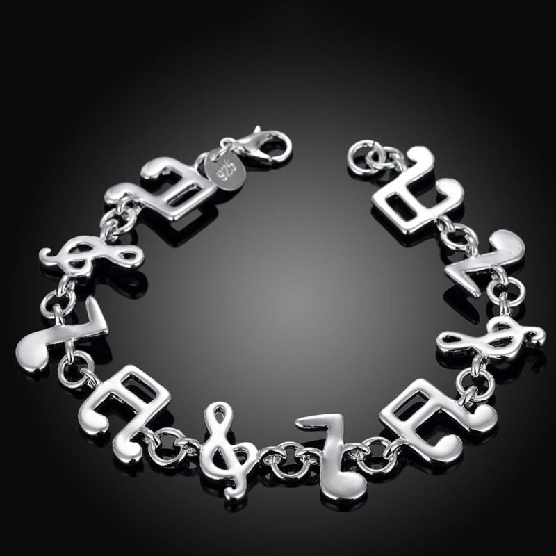 Hot fine musical note chain 925 Sterling Silver Bracelets for women Wedding party girl student Christmas Gifts fashion Jewelry - Image 4