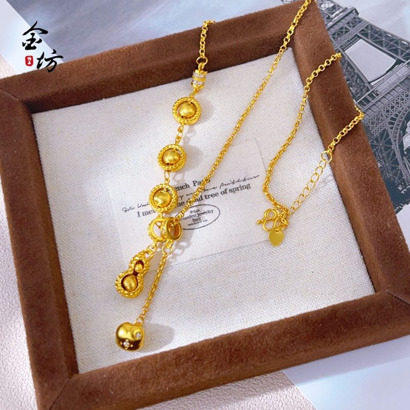 Luxurious 9999 24K real gold good persimmon necklace high-end fashion versatile women summer necklace gift for girlfriend - Image 2