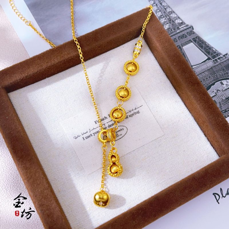 Luxurious 9999 24K real gold good persimmon necklace high-end fashion versatile women summer necklace gift for girlfriend - Image 3
