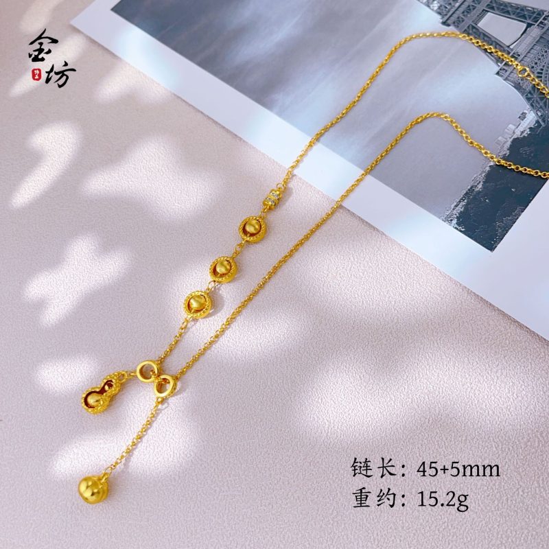 Luxurious 9999 24K real gold good persimmon necklace high-end fashion versatile women summer necklace gift for girlfriend - Image 4