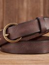 2.5CM Ladies Pure Cowhide Copper Buckle Genuine Leather Casual Jeans Thin Belt Women High Quality Retro Luxury Female Strap Girl