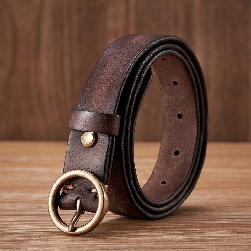 2.5CM Ladies Pure Cowhide Copper Buckle Genuine Leather Casual Jeans Thin Belt Women High Quality Retro Luxury Female Strap Girl - Image 2