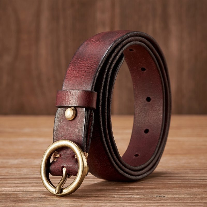2.5CM Ladies Pure Cowhide Copper Buckle Genuine Leather Casual Jeans Thin Belt Women High Quality Retro Luxury Female Strap Girl - Image 5