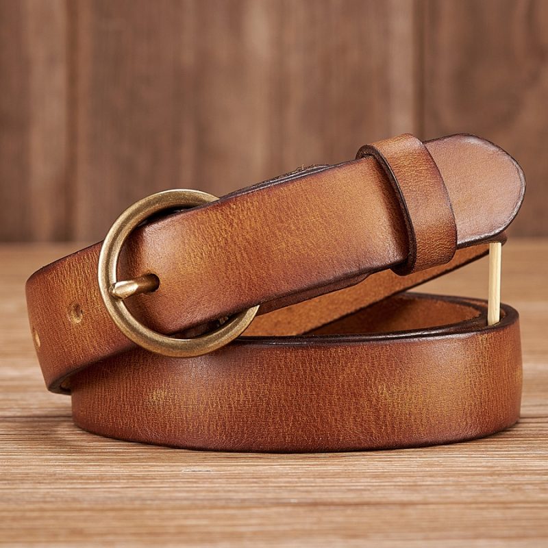2.5CM Ladies Pure Cowhide Copper Buckle Genuine Leather Casual Jeans Thin Belt Women High Quality Retro Luxury Female Strap Girl - Image 6