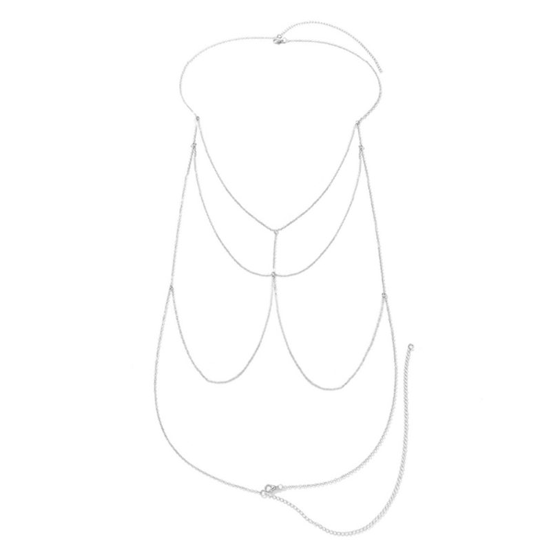 MinaMaMa Multilyaer Stainless Steel Crossover Chain Body Chain For Women Sexy Bikini Waist Chain Bra Body Jewelry - Image 2