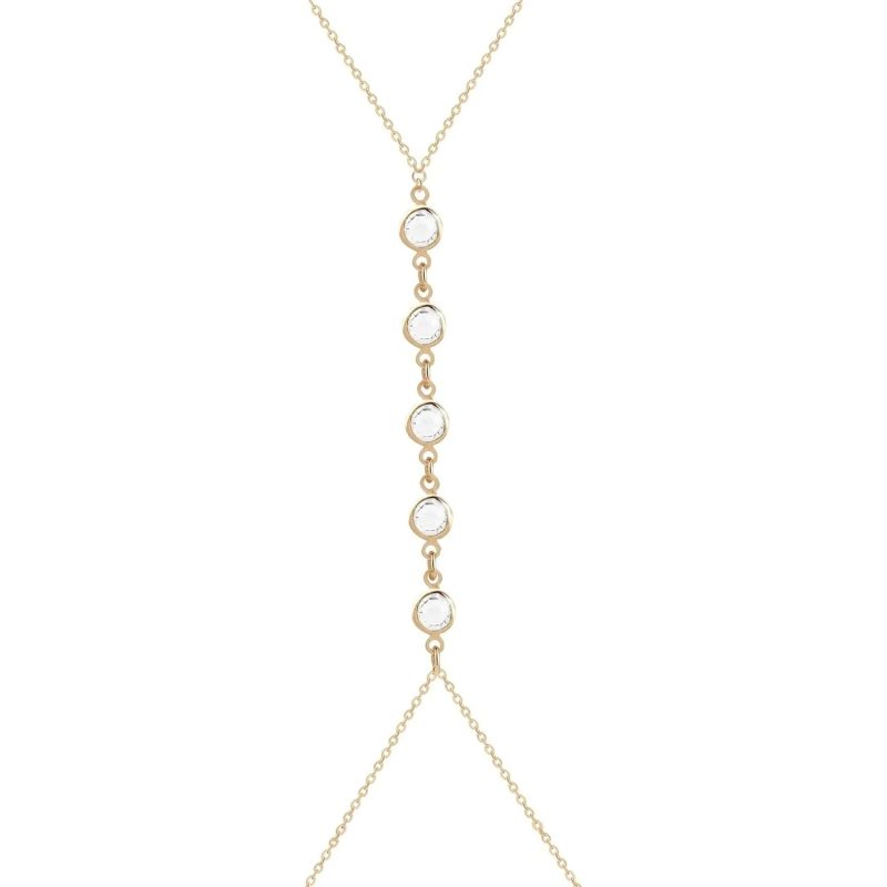 Summer Beach Crystal Belly Waist Chain, 26 Inches Body Chains for Women, Layered Rhinestone Crossover Bikini Bra Body Jewelry