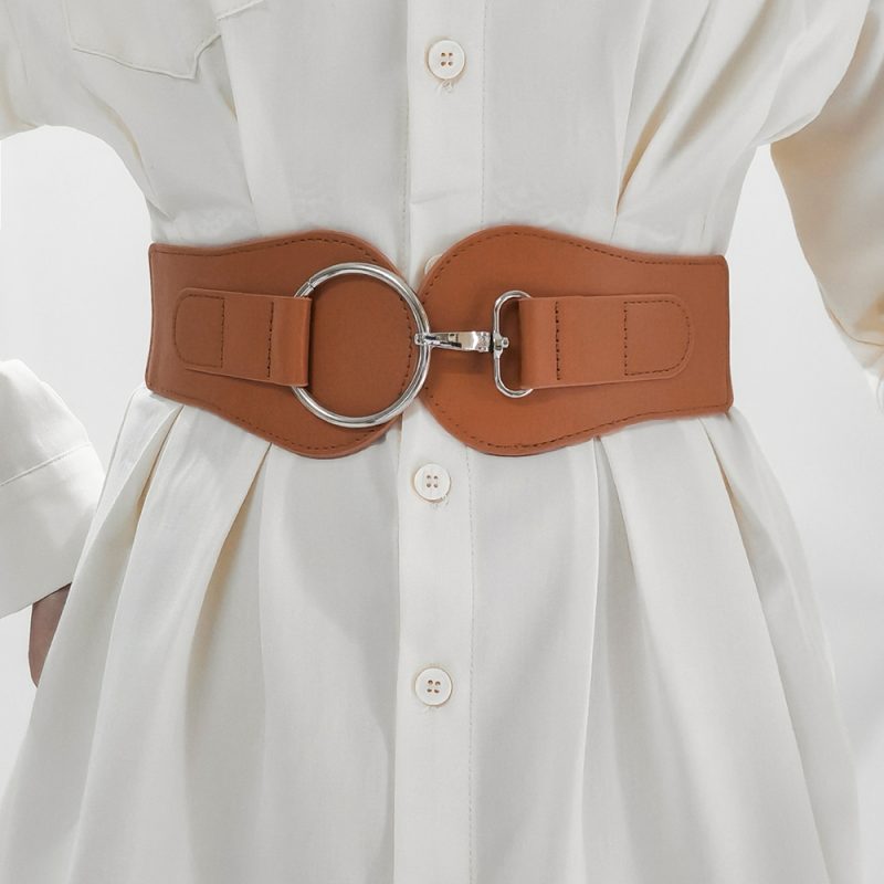 Luxury ladies wide belt elastic vintage buckle leather wide fashion wild pin buckle women's belt waist seal belt cintura donna - Image 3