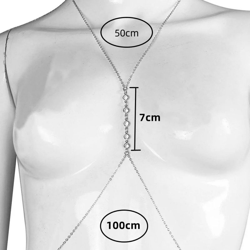 Summer Beach Crystal Belly Waist Chain, 26 Inches Body Chains for Women, Layered Rhinestone Crossover Bikini Bra Body Jewelry - Image 7