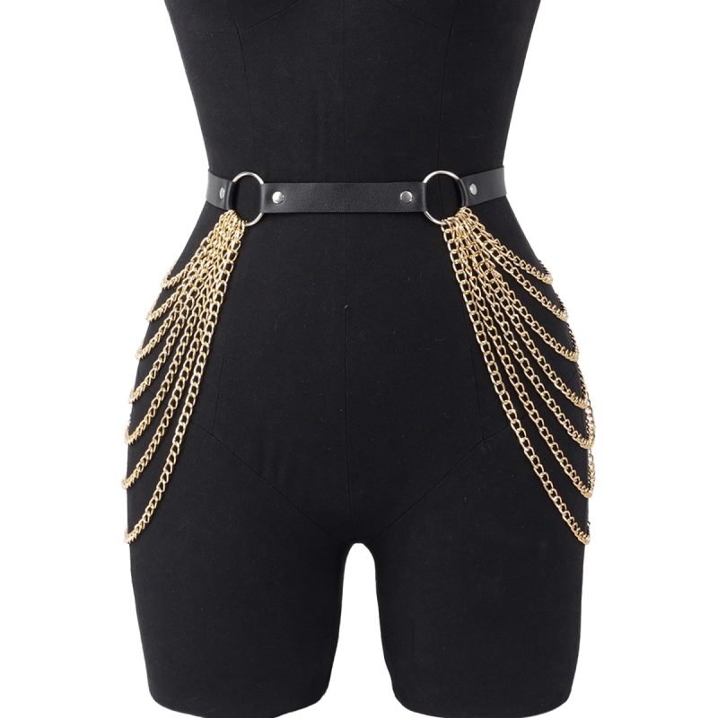 Women Fashion Belt Chain Tassel Street Style Belt Corset Harness Waist Belt Gothic Chain Belly Waistbad Clothing Accessories