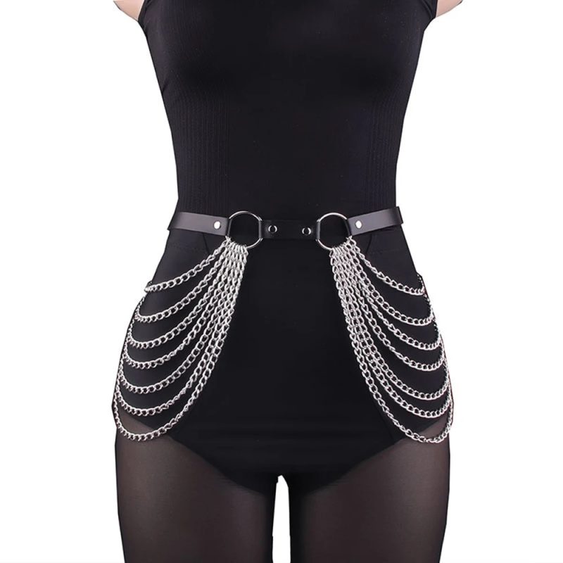 Plus Size Leather Harness Belt Sexy Waist Seal With Chain Body Bondage Fashion Punk Gothic Clothing Suspende Waist Accessories - Image 2
