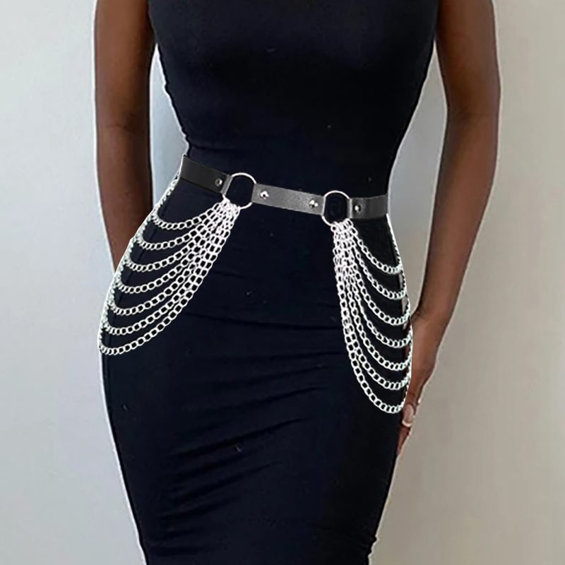 Plus Size Leather Harness Belt Sexy Waist Seal With Chain Body Bondage Fashion Punk Gothic Clothing Suspende Waist Accessories - Image 4