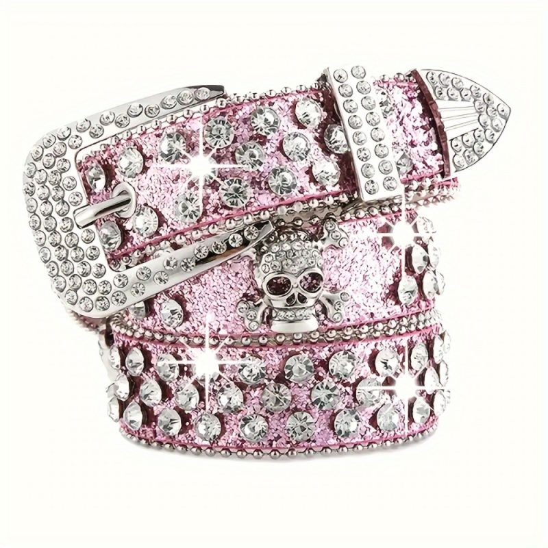 Stylish Rhinestone Western Cowgirl Style Y2K Belt Sparking Pu Leather BB Belts Jeans Dress Accessories For Women - Image 3