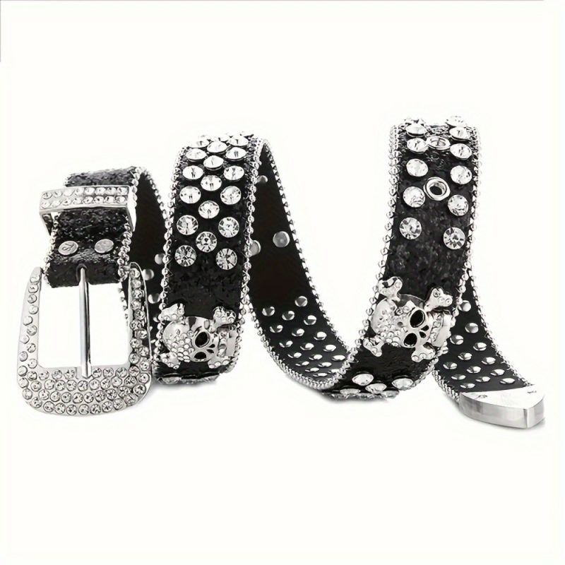 Stylish Rhinestone Western Cowgirl Style Y2K Belt Sparking Pu Leather BB Belts Jeans Dress Accessories For Women - Image 4