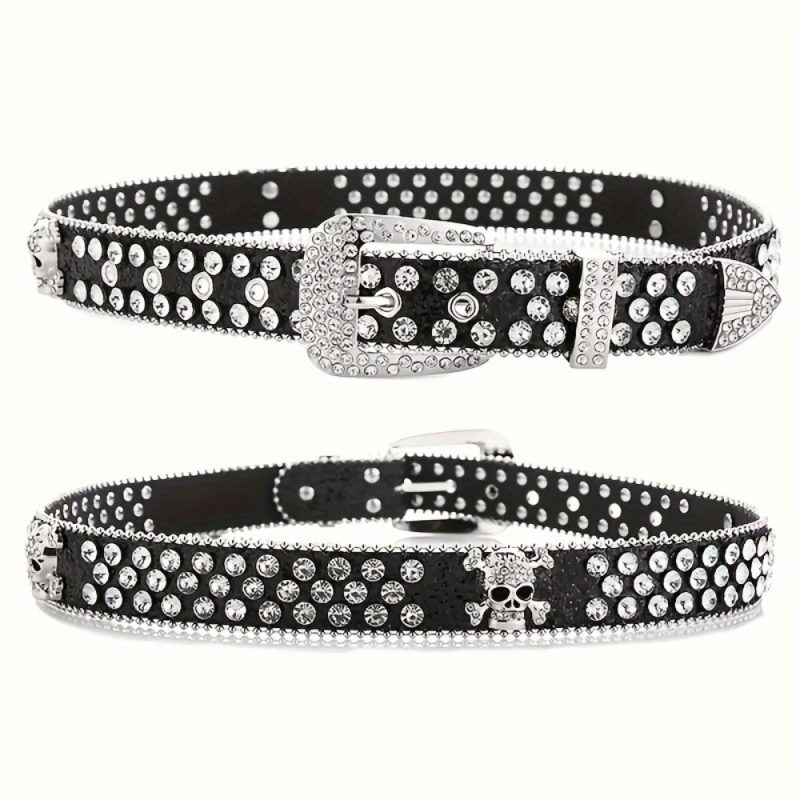 Stylish Rhinestone Western Cowgirl Style Y2K Belt Sparking Pu Leather BB Belts Jeans Dress Accessories For Women - Image 5