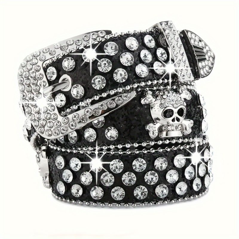 Stylish Rhinestone Western Cowgirl Style Y2K Belt Sparking Pu Leather BB Belts Jeans Dress Accessories For Women - Image 6
