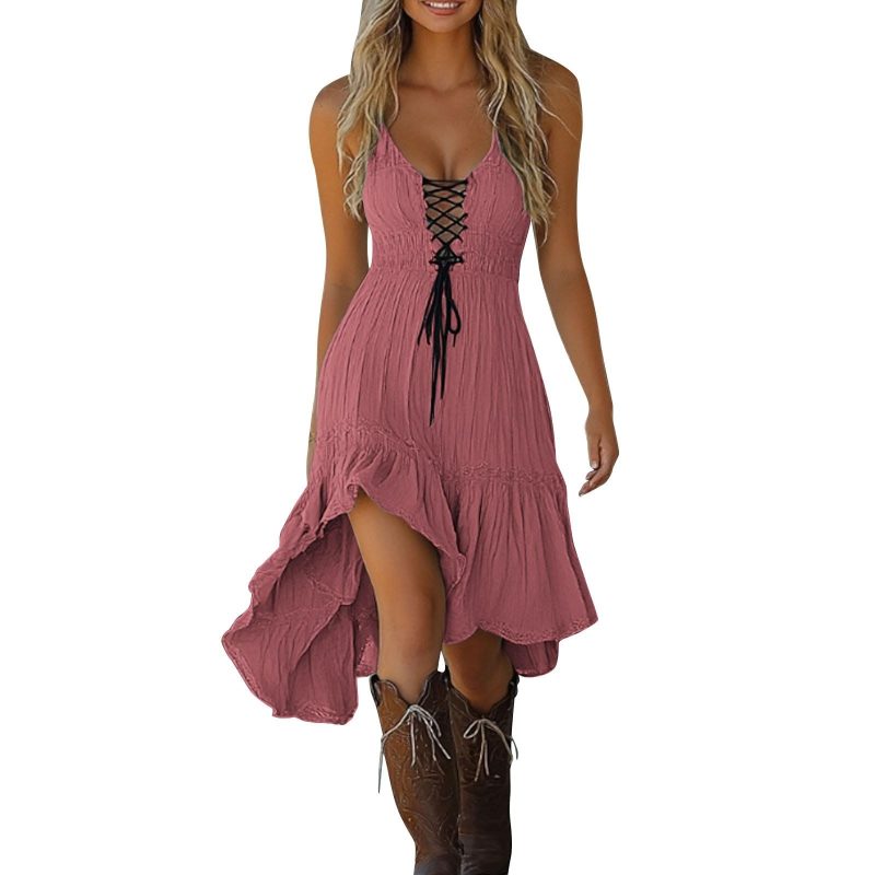 Womens Dresses Vintage Midi Dress Casual Sleeveless Ruffled Sundresses Halloween Western Outfit Vestidos De Verano 2025 - Image 5