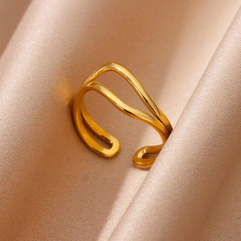 Stainless Steel Zircon Geometric Rings For Women Luxury Evil Eye Gold Color Adjustable Trendy Wedding Aesthetic Jewerly Gift - Image 11