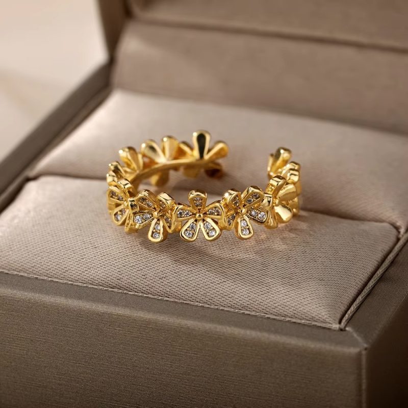 Stainless Steel Zircon Geometric Rings For Women Luxury Evil Eye Gold Color Adjustable Trendy Wedding Aesthetic Jewerly Gift - Image 24