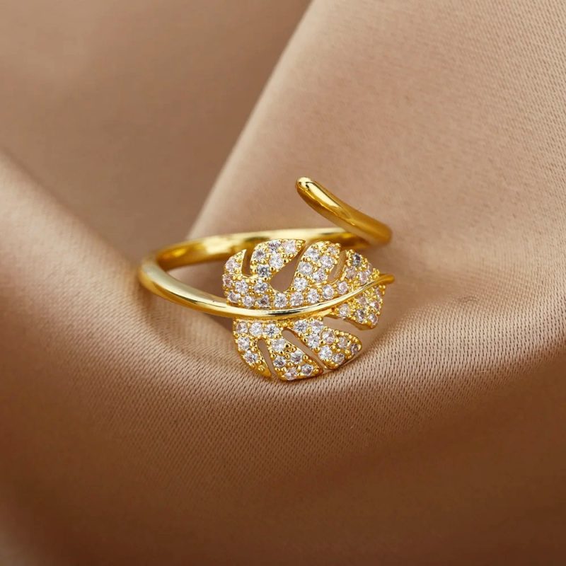 Gold Plated Stainless Steel Crystal Rings For Women Chain Geometry Zircon Finger Ring Jewelry Gift anillos mujer 2025 New Trendy - Image 3