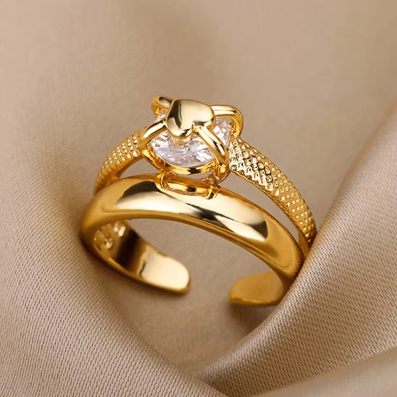 Gold Plated Stainless Steel Crystal Rings For Women Chain Geometry Zircon Finger Ring Jewelry Gift anillos mujer 2025 New Trendy - Image 10