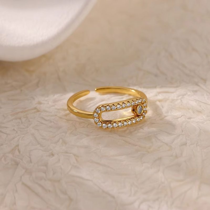 Gold Plated Stainless Steel Crystal Rings For Women Chain Geometry Zircon Finger Ring Jewelry Gift anillos mujer 2025 New Trendy - Image 11