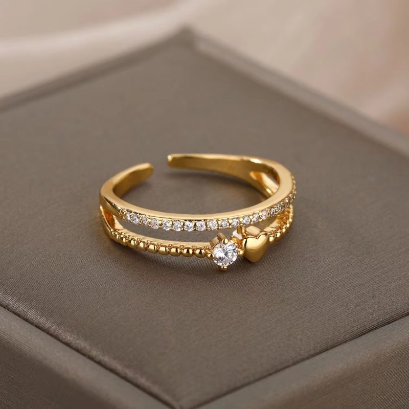 Gold Plated Stainless Steel Crystal Rings For Women Chain Geometry Zircon Finger Ring Jewelry Gift anillos mujer 2025 New Trendy - Image 21